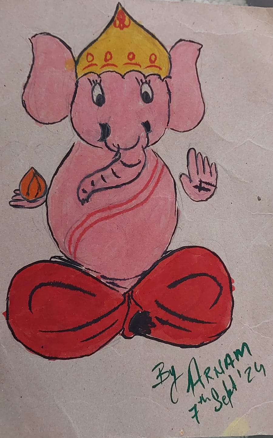 Arnam's First Ganesha Painting